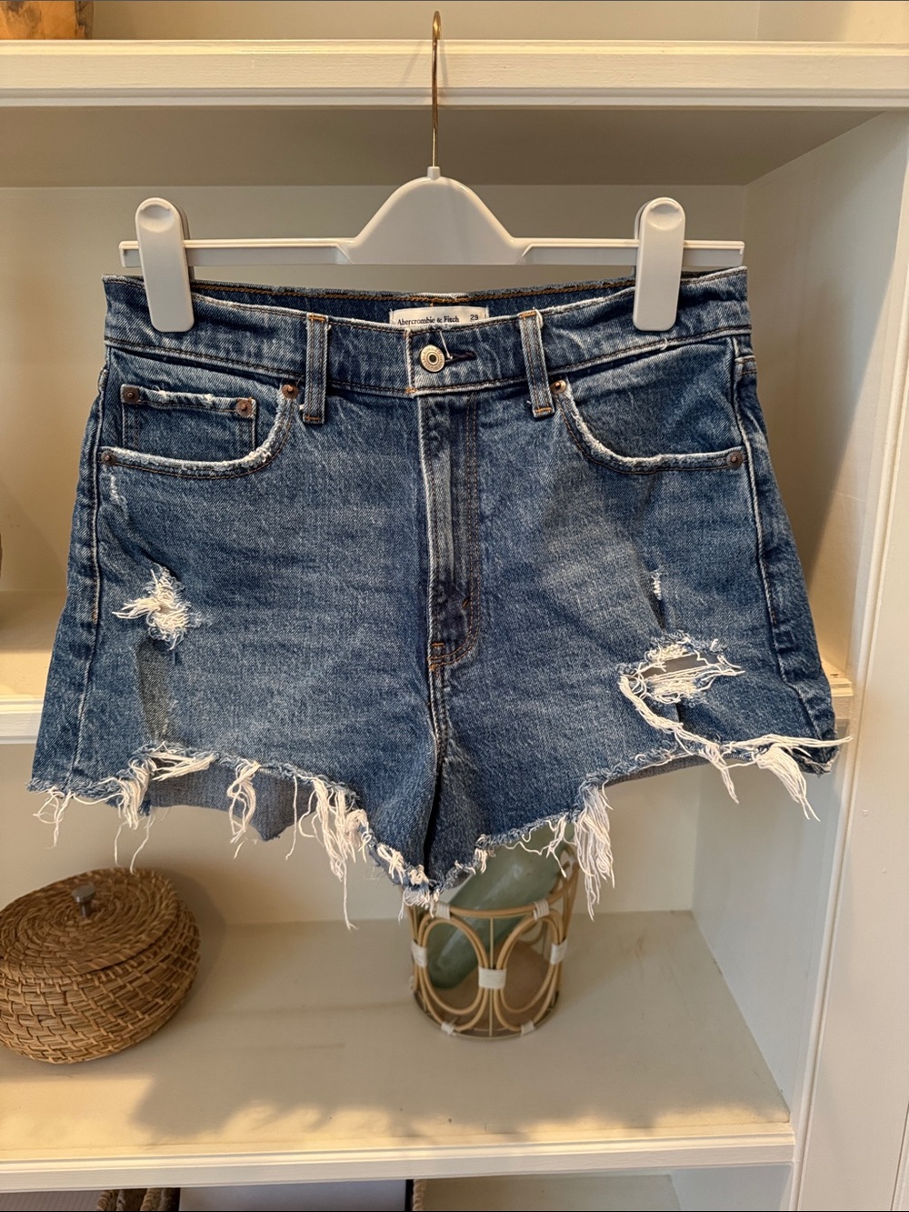 Abercrombie & Fitch Distressed Denim Cutoff Shorts - Blue